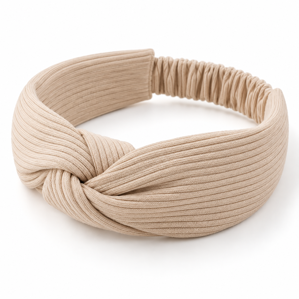 Women’s Ribbed Cotton Headband – Beige