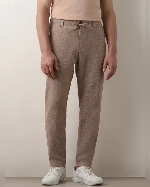 Men’s Mid Rise Linen Pants, Brown