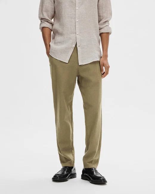 Men’s Rise Linen Pants, Beige Shade