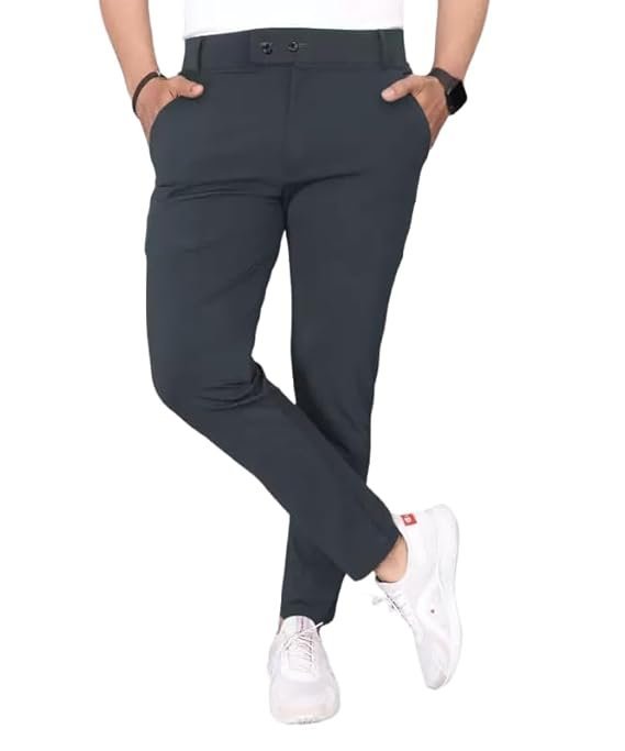 Men’s Lycra Blend Trousers, Dark Grey