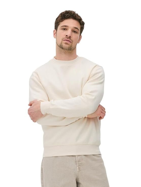 Men’s Rich Cotton Crew Neck Sweatshirt, White
