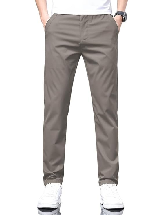 Men’s Stylish Slim-Fit Casual Trousers, Stone Grey