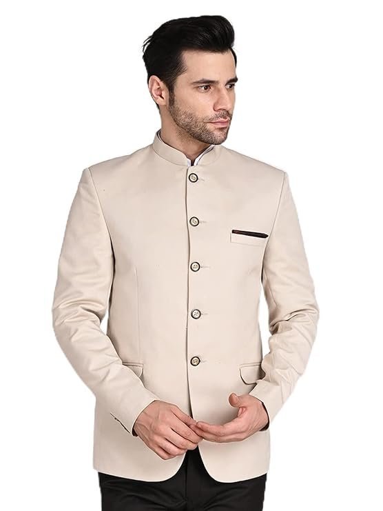 Men’s Single Breasted Linen Slim Fit Blazer, Beige