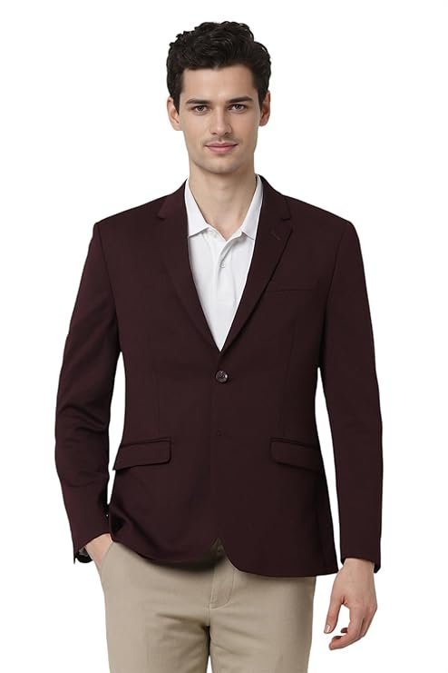 Men’s Neo Slim Knit Textured Blazer, Wine