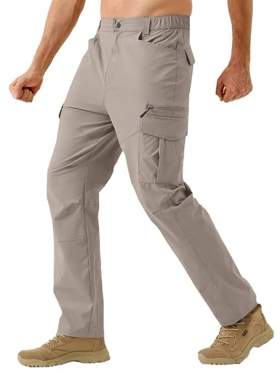 Men’s Functional Straight-Fit Cargo Pants – Beige