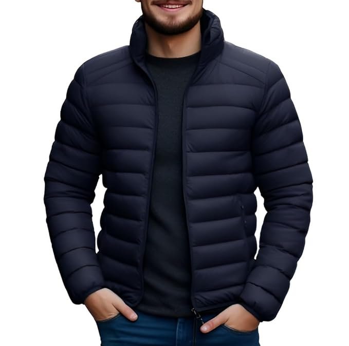 Men’s Bomber Nylon Jacket, Navy Blue