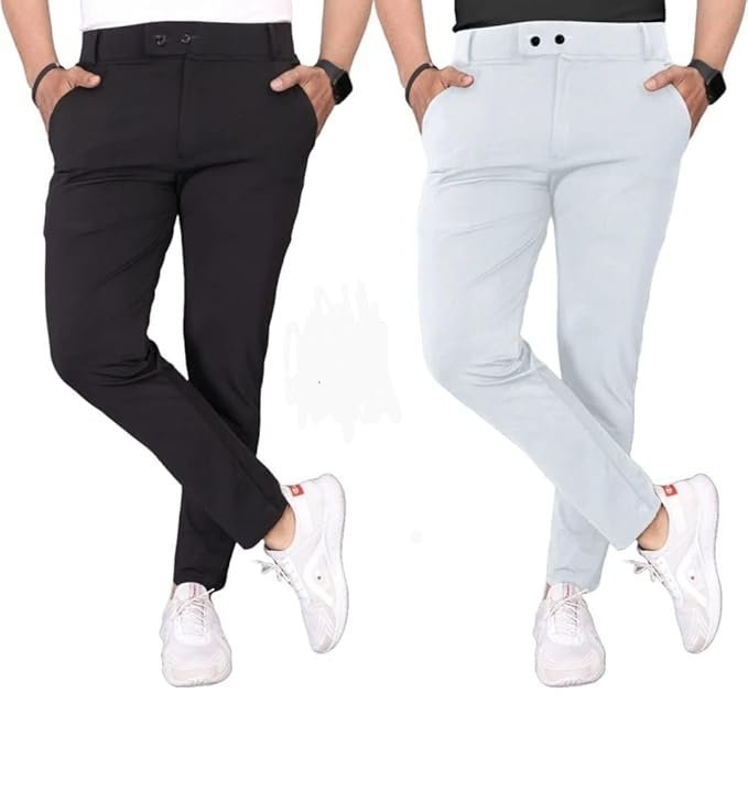 Men’s Lycra Trouser Combo, Black & Silver
