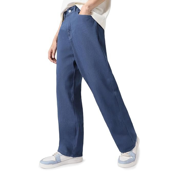 Men’s Loose Mid Rise Baggy Jeans, Blue
