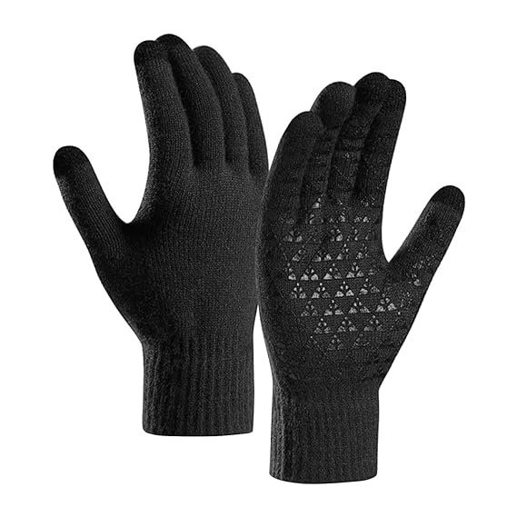 Winter Cycling Gloves for Men & Women with Touchscreen Finger – Black