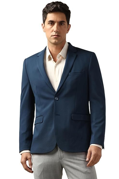 Men’s Neo Slim Knit Textured Blazer, Navy Blue