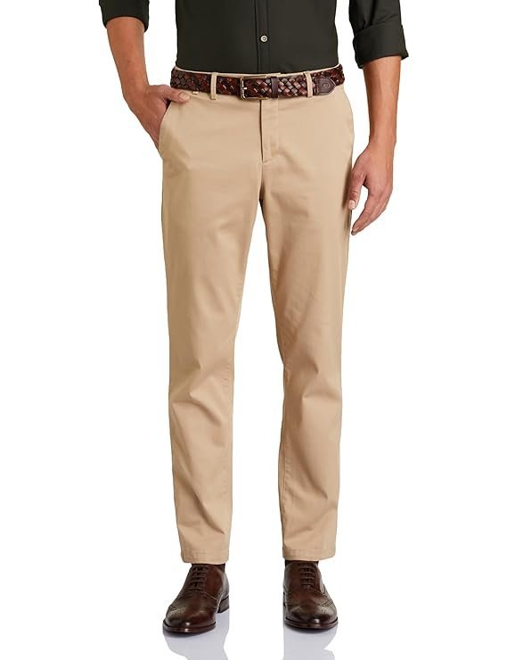 Men’s Regular Fit Flexi Waist Casual Pants, Beige