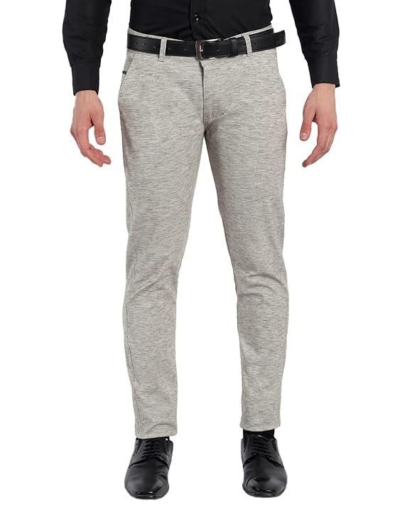 Men’s Slim Fit Mid Rise Trouser, Light Grey