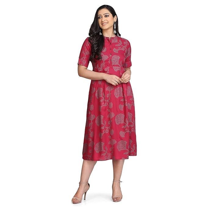 Women’s Cotton Printed Dress, Pink
