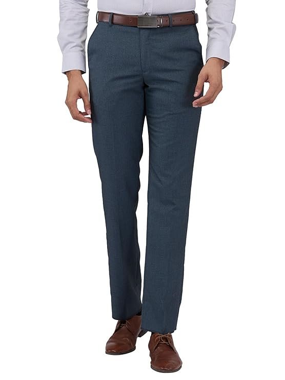 Men’s Solid Pattern Formal Trouser, Blue