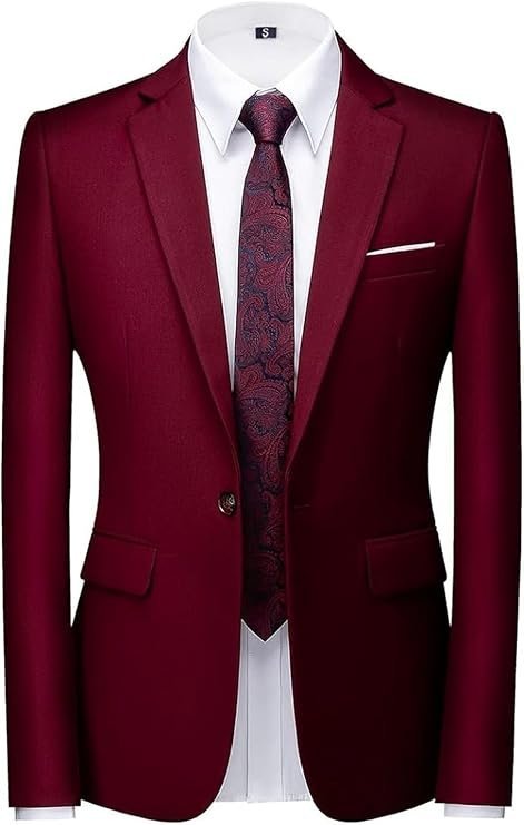 Men’s Stylish Party Casual Breasted Blazer, Wine