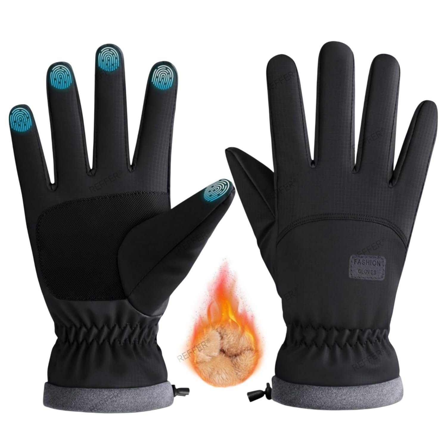 Winter Gloves for Men and Women, Full Hand Touchscreen Winter Gloves – Black