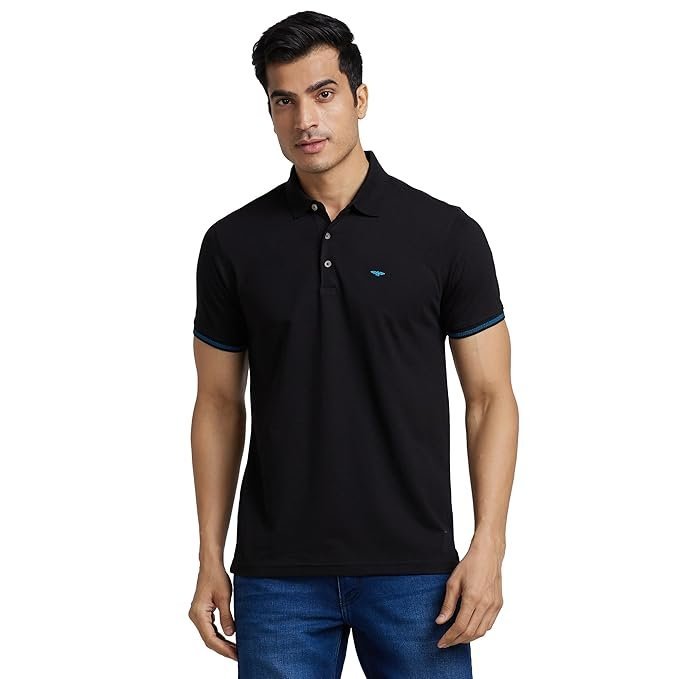 Men’s Collar Polo Neck Half Sleeve T-Shirt, Black