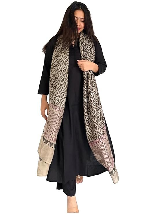 Women’s Rayon Viscose Straight Solid Kurta with Pant & Dupatta, Black