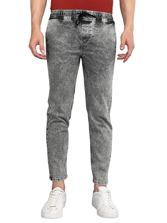 Men Mid Rise Regular Fit Jogger Jeans – Light Grey