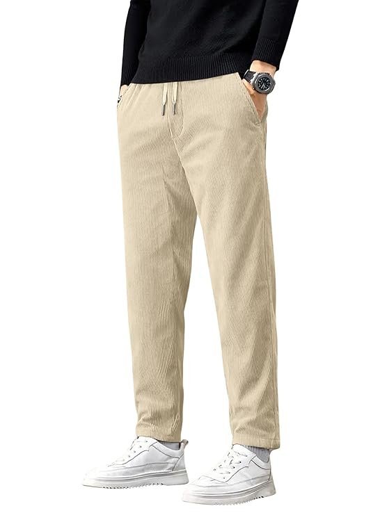 Men’s Comfortable Corduroy Pants, Cream