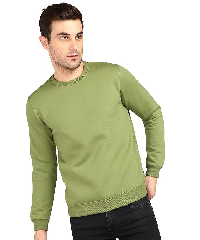 Men’s Cotton Round Neck Full Sleeve Sweatshirt, Green