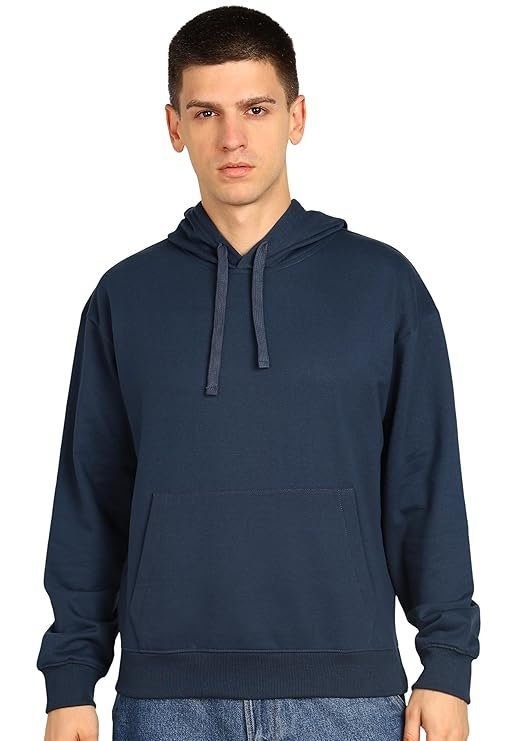 Men’s Solid Oversized Hoodie, Dark Blue