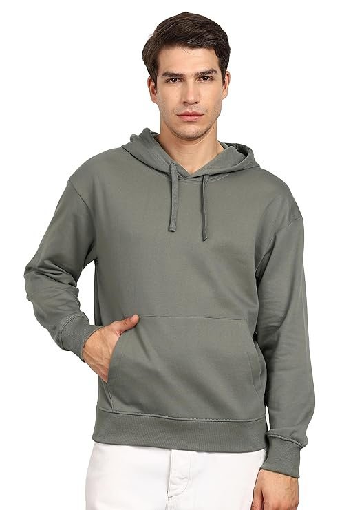 Men’s Solid Oversized Hoodie, Sage Grey