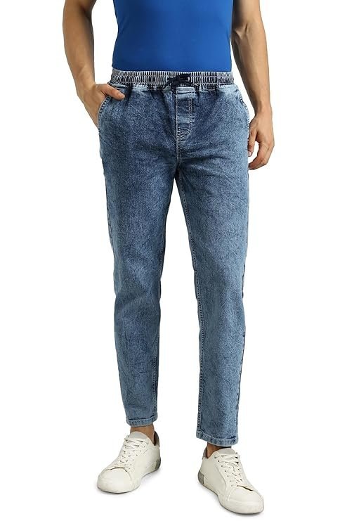 Men Mid Rise Regular Fit Jogger Jeans – Light Blue