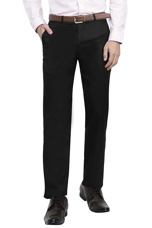 Men’s Regular Fit Formal Trousers, Black