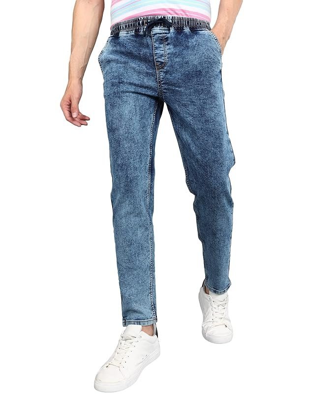 Men Mid Rise Regular Fit Jogger Jeans – Blue