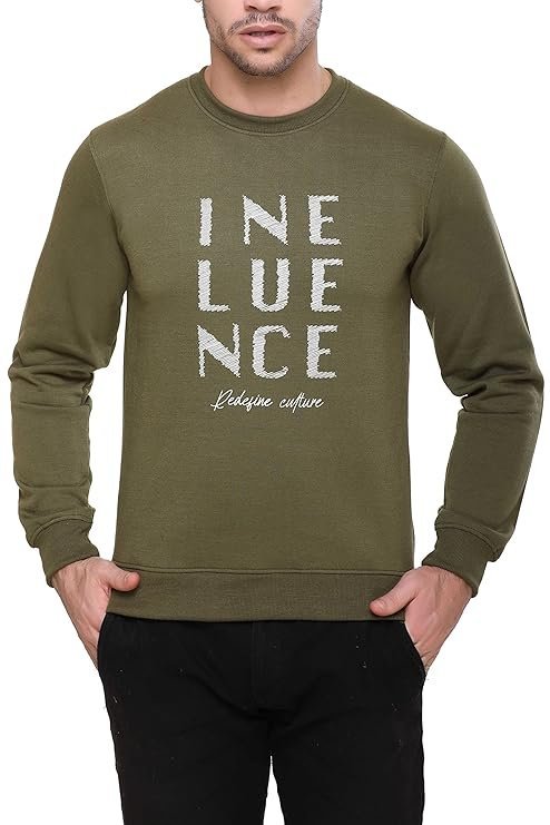Men’s Cotton Round Neck Printed Sweatshirts, Dark Grey