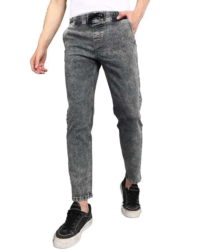 Men Mid Rise Regular Fit Jogger Jeans – Grey