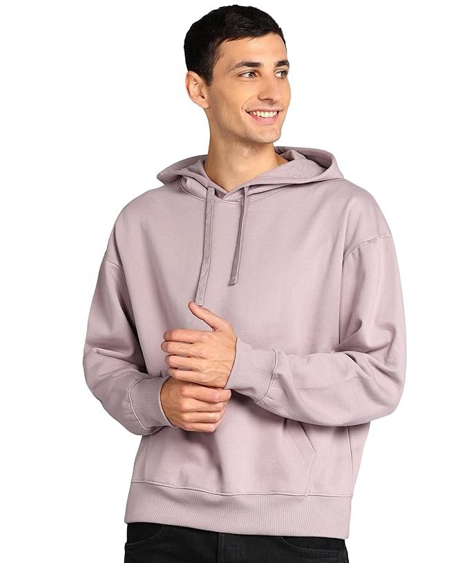 Men’s Solid Oversized Hoodie, Light Purple