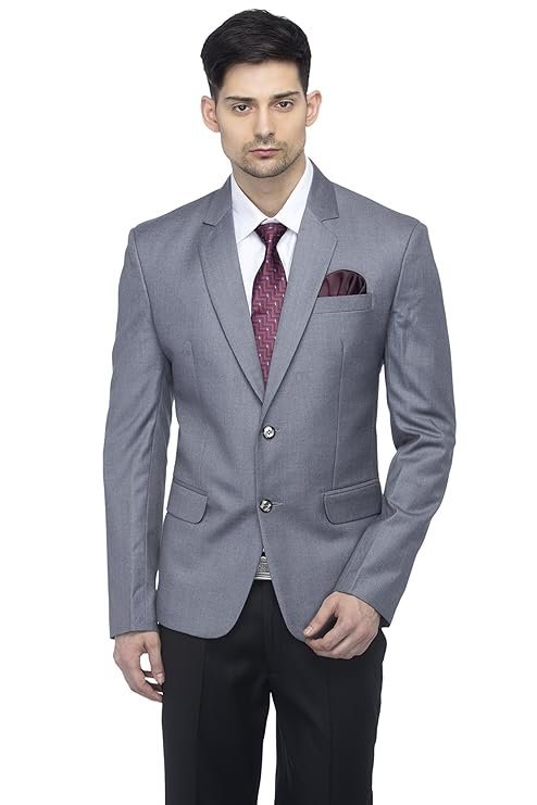 Men’s Slim Fit Notched Lapel Single Breasted Solid Blazer, Grey