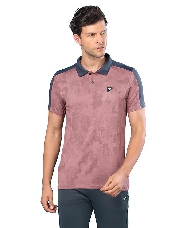 Men’s Sporty Print Athleisure Polo T-Shirt, Multicolor