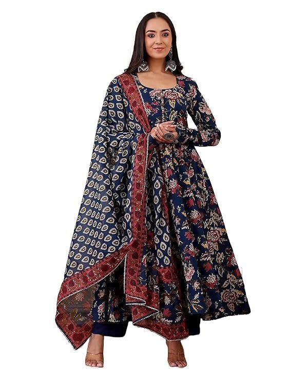Women’s Viscose Kurta and Pant with Dupatta Set, Blue