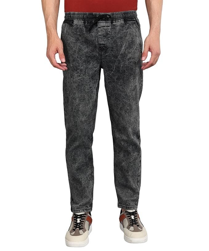 Men Mid Rise Regular Fit Jogger Jeans – Dark Grey