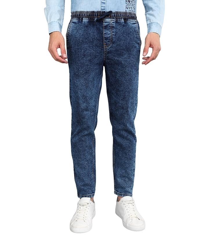 Men Mid Rise Regular Fit Jogger Jeans – Dark Blue