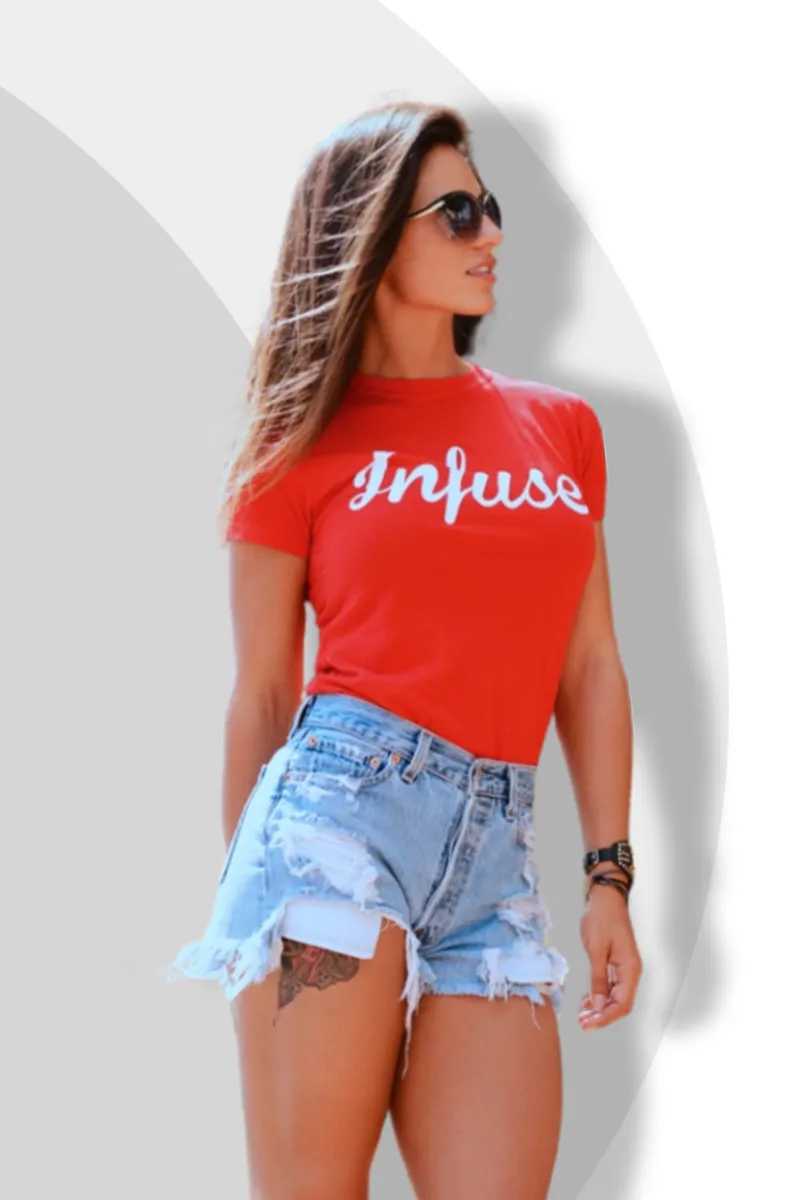 Women’s Graphic Printed Round Neck T-Shirt, Orange