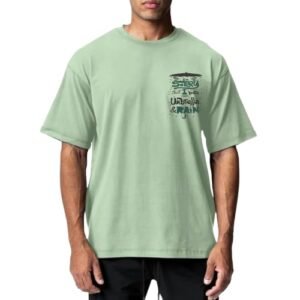 Men's Oversized Graphic T-Shirt, Olive Green