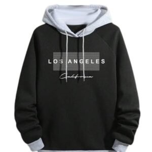 Regular Fit Printed Hoodie for Men, Black/Grey