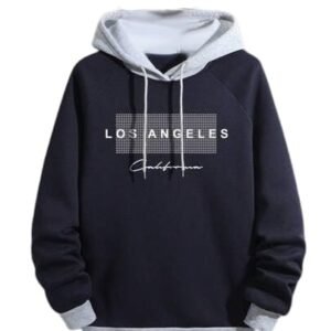 Regular Fit Printed Hoodie for Men, Navy/Grey