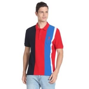 Men's Solid Regular Fit T-Shirt, Red/Blue/Black Combination