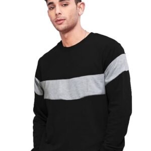 Round Neck Back Printed Sweatshirt, Black