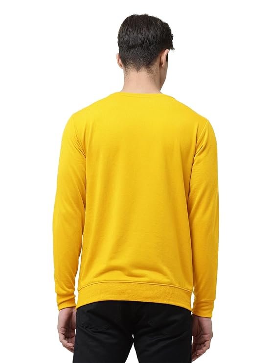 Round Neck Chest Printed Sweatshirt, Yellow - Image 2