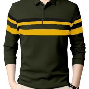 Men's Polo T-Shirt Full Sleeves, Black/Yellow