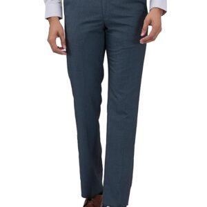 Men's Solid Pattern Formal Trouser, Blue