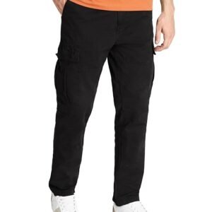 Men's Regular Fit Washed Cargo Pants - Black