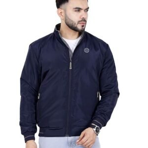 Full Sleeves Bomber Jacket for Men, Navy Blue