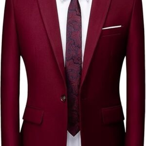 Men's Stylish Party Casual Breasted Blazer, Wine